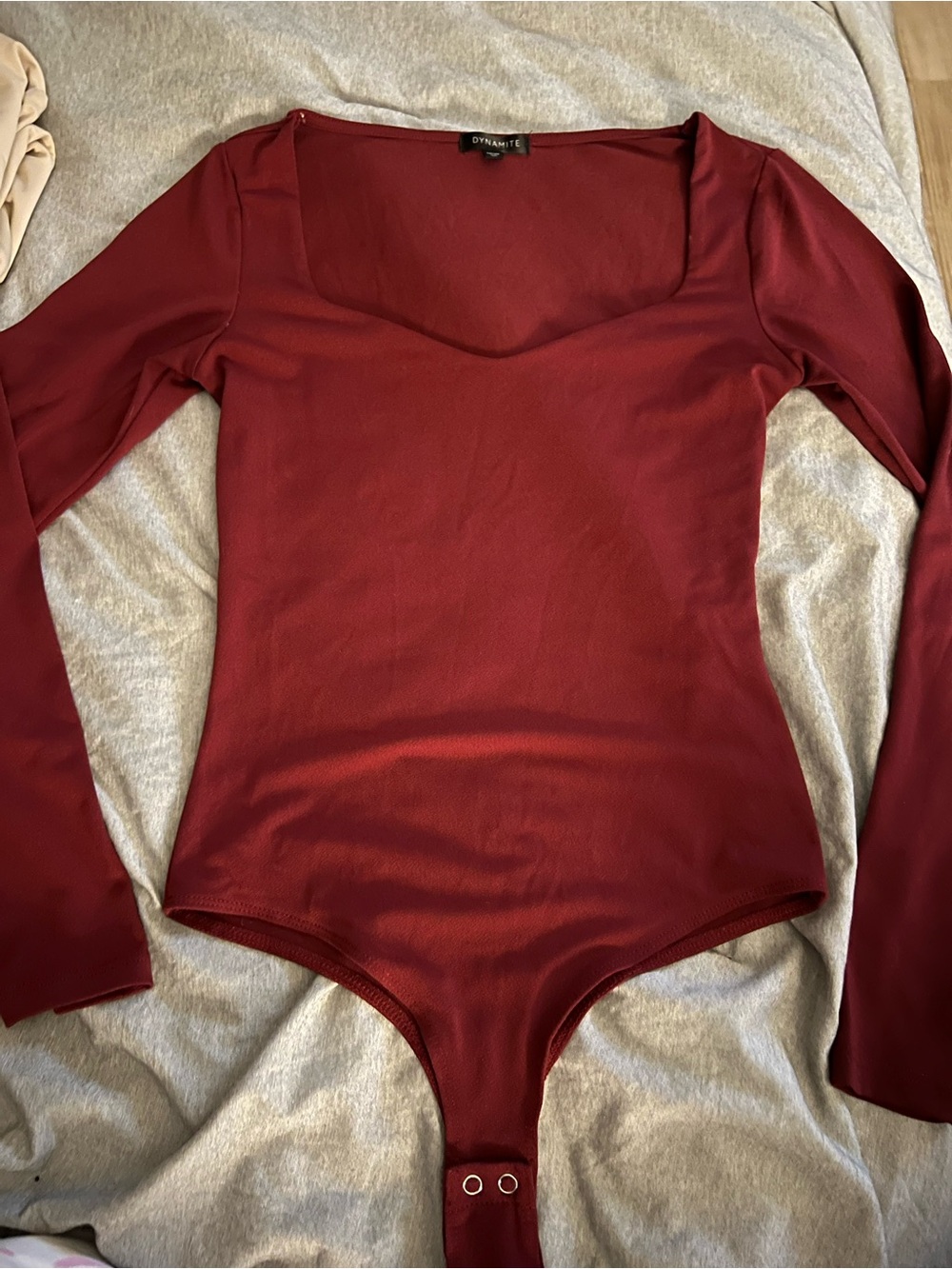 Dynamite Deep Wine Scoop Neck Bodysuit